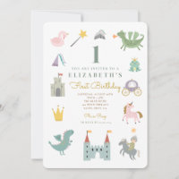 Fairytale Princess Dragon Invitation d'anniversair
