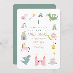 Fairytale Princess Dragon Invitation d'anniversair