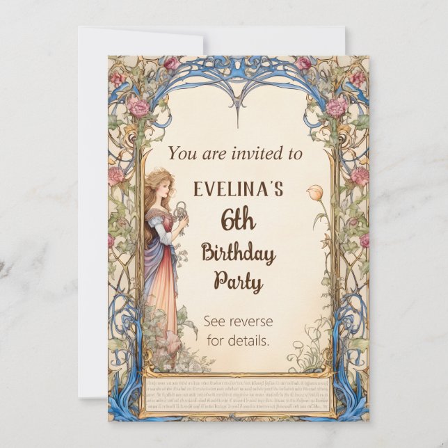 Fairytale Princess Invitation d'anniversaire (Devant)
