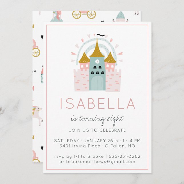 Fairytale Princess Party Invitation (Devant / Derrière)