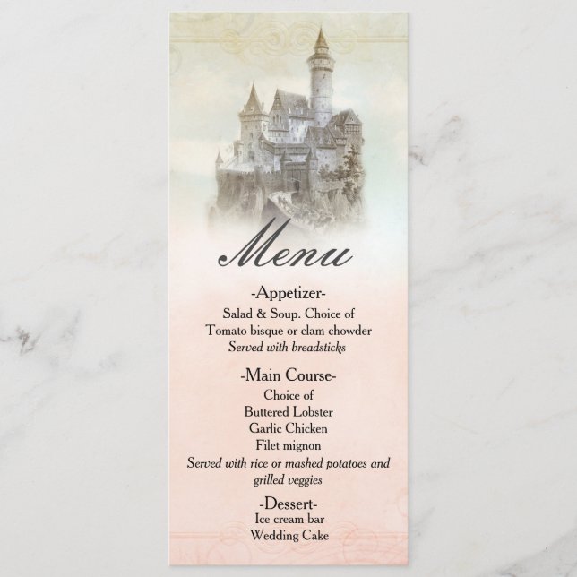 Fairytale Storybook Castle Carte Mariage de menu (Devant)
