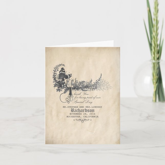 Fairytale vintage mariage merci cartes (Devant)