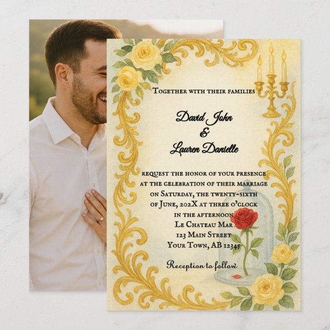 Fairytale Wedding Photo Invitation (Devant / Derrière)