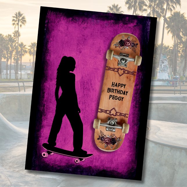 Fais du skate comme une fille Carte d'anniversaire (Shred Like a Girl Skateboarding Happy Birthday Card)