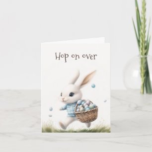 Fais un saut   Carte de Pâques au lapin à l'aquare