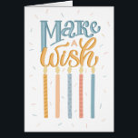 Fais un voeu ! Typographie d'anniversaire lettre a<br><div class="desc">La typographie d'anniversaire carte à lettres "Faites un voeu" avec des bougies pour les amis à tout âge.</div>