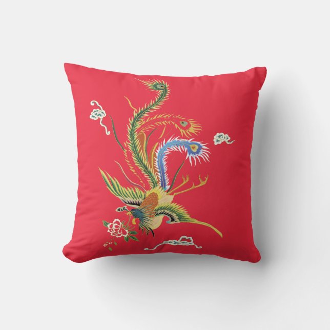 Faisan oriental sur coussin rouge vif (Recto)