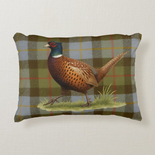 Faisan sur Coussin Décoratif Tartan / Tweed Maison (Devant)