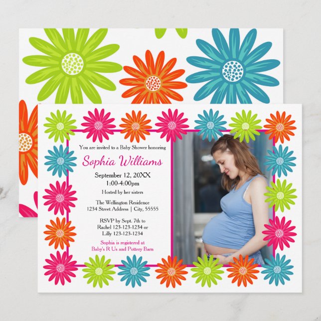 Faisceaux colorés - Invitation Baby shower (Devant / Derrière)
