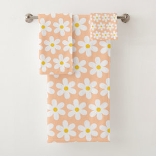 Faisceaux Retro Motif Floral Peach Blanc