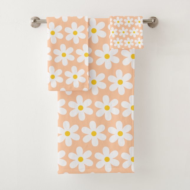 Faisceaux Retro Motif Floral Peach Blanc (En situation)