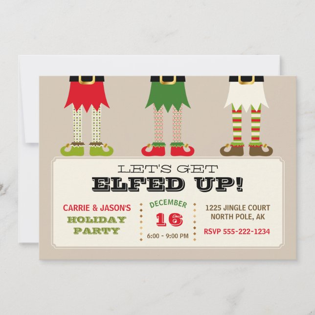 Faisons la fête avec les lutins ! Invitation de fê (Devant)