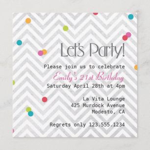 Faisons la fête Chevron et Dot Invitation