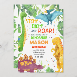 Faisons la fête comme un dinosaure Invitation d'an
