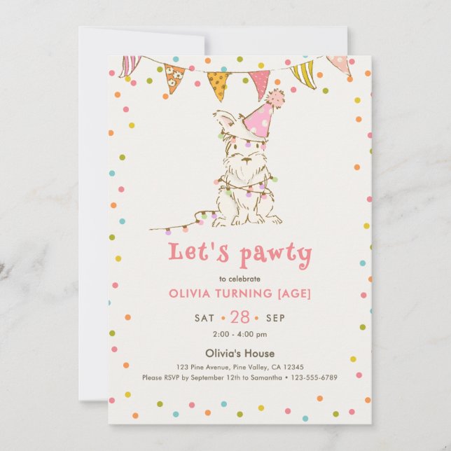 Faisons la Fête Invitation Anniversaire Fille Thèm (Devant)