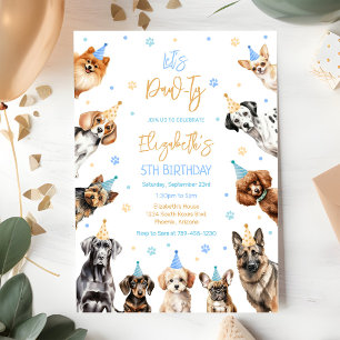 Faisons la fête Invitation d'anniversaire de chien