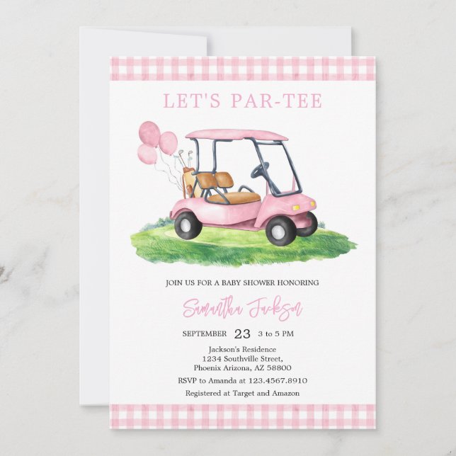 Faisons la fête pour un bébé golfeur Invitation Ba (Devant)