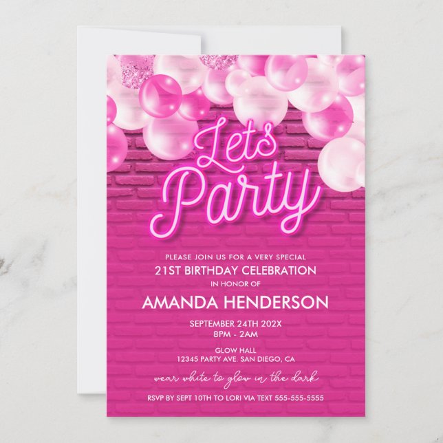 Faisons la fête rose pâle Invitation d'anniversair (Devant)