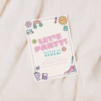 Faisons la fête rose violet Icônes Invitation d'an