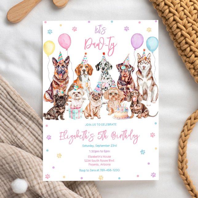 Faisons la Pawty Invitation d'anniversaire de chie (Créateur téléchargé)