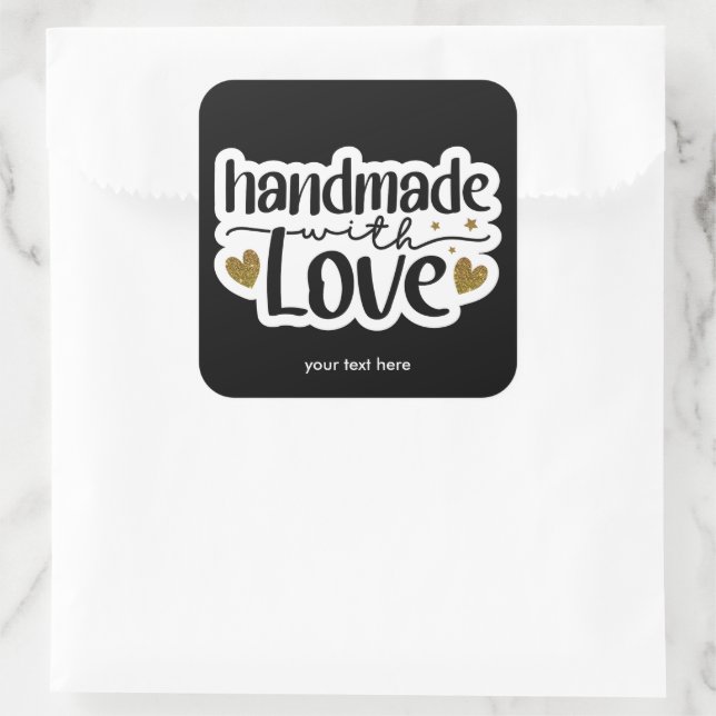 Fait à la main avec autocollant d'amour (Sac)