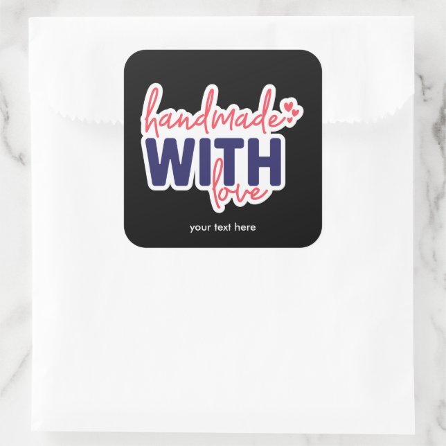 Fait à la main avec autocollant d'amour (Sac)