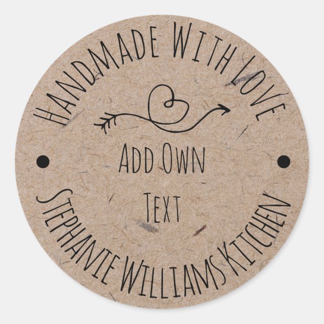 Fait à la main avec Love Kraft Étiquette papier |  (Devant)