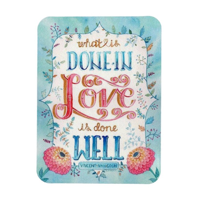Fait Dans L'Amour Citation Boho Magnet Floral (Vertical)