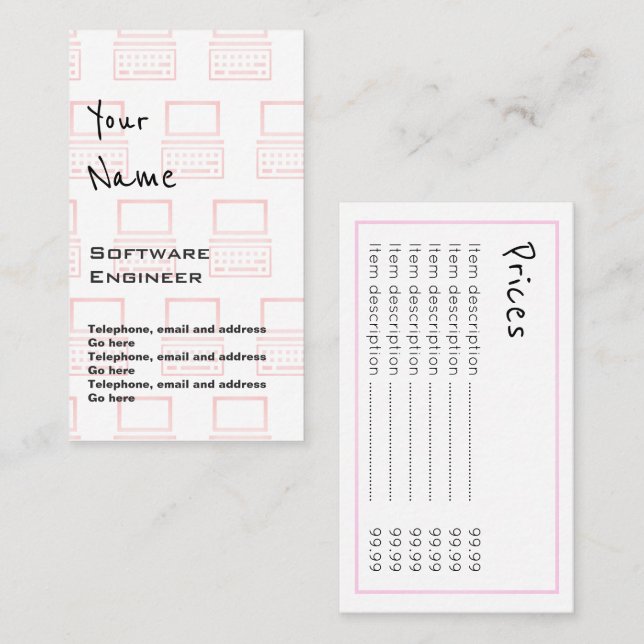 "Fait écho" des cartes des prix de Software (Devant / Derrière)