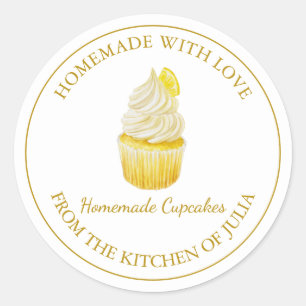Fait maison avec amour Étiquette Cupcake Blanc