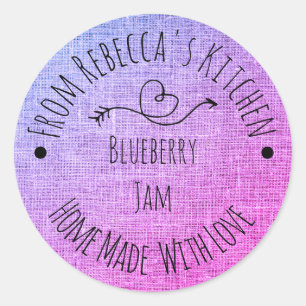 Fait maison avec Amour Purple Burlap Étiquette