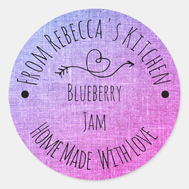 Fait maison avec amour Violet Burlap  Étiquette de (Devant)