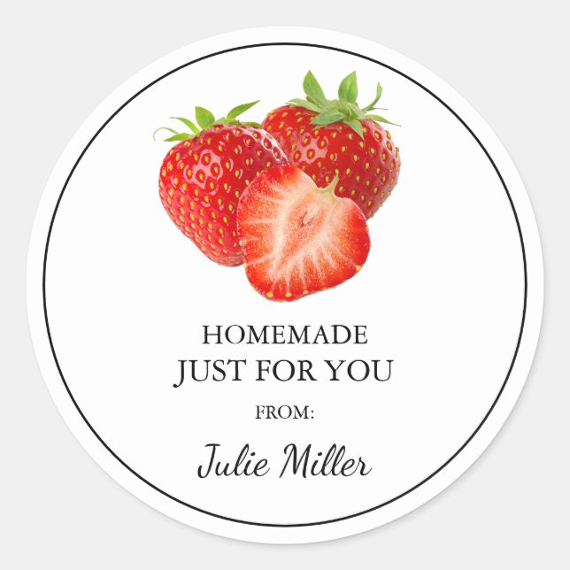 Fait maison juste pour vous étiquette fraise (Devant)