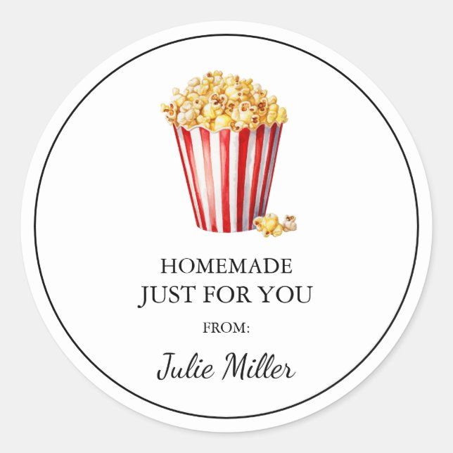 Fait maison juste pour vous pop-corn étiquette (Devant)