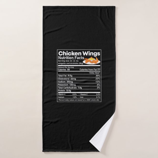 Fait nutritionnel sur les ailes de poulet, drôle d (Serviette de bain)