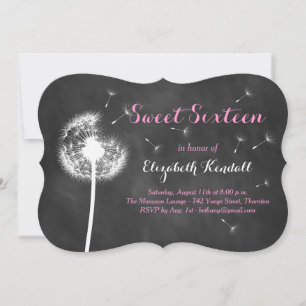 Faites un voeu ! Invitation sweet sixteen (rose)