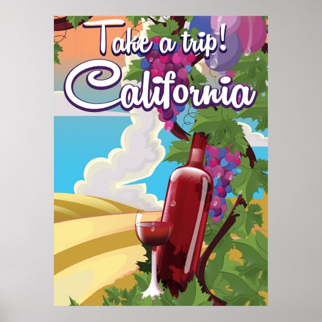 Faites un voyage ! Affiche de voyage pour le vin v (Devant)