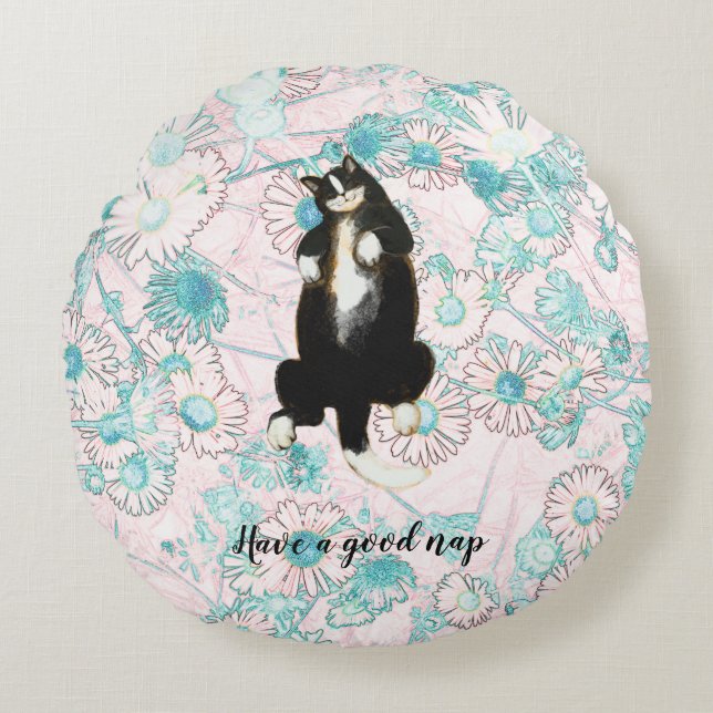 Faites une bonne sieste comme ce Coussin rond de c (Devant)