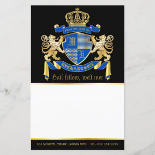 Faites votre propre blason Bleu or Lion Emblem
