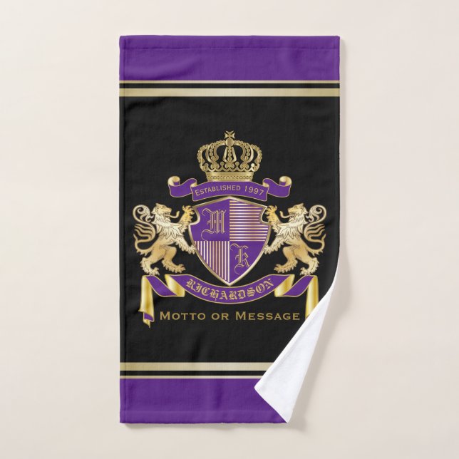 Faites votre propre blason Monogramme de couronne (Serviette à main)