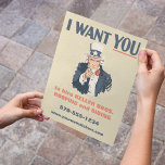 Faites votre propre prospectus de l'affiche de l'o<br><div class="desc">Ce prospectus ressemble à l'affiche de recrutement classique de l'Oncle Sam. Tout le texte ci-dessous est prêt à être customisé avec votre propre message afin que vous puissiez créer un prospectus attrayant pour promouvoir votre entreprise,  votre événement historique ou simplement faire une déclaration politique.</div>