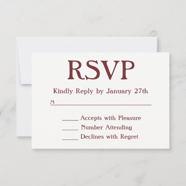 Faites Votre Propre RSVP Bordeaux et Blanc (Devant)