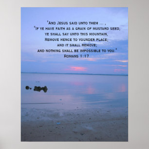 Faith Bible Verse Inspiration Ocean Poster