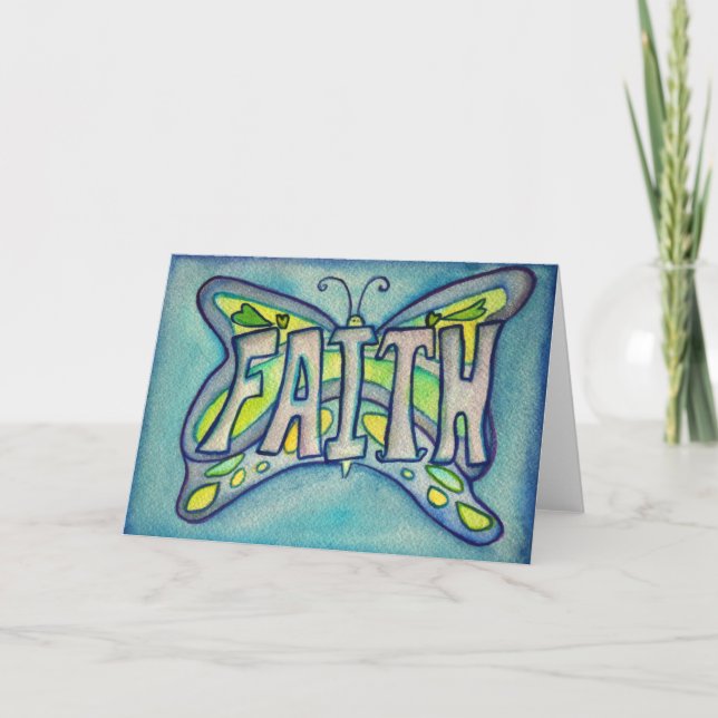 Faith Blue Butterfly Art Greeting ou cartes de not (Devant)