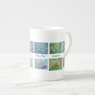 Faith Hope Love Angel Word China Mug