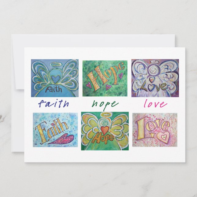 Faith Hope Love Angel Word Collage Invitation (Devant)