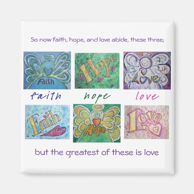 Faith Hope Love Angel Word Collage Magnet (Devant)