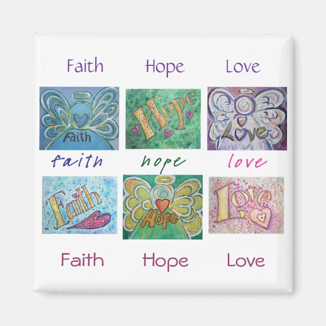 Faith Hope Love Angel Word Collage Magnet (Devant)