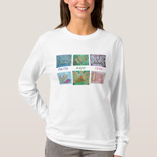 Faith Hope Love Angel Word Collage T-shirt (devant (Devant)