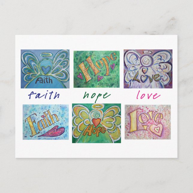 Faith Hope Love Angel Word Collecte Carte postale (Devant)